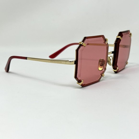 Dolce Gabbana Octagon Sunglasses DG 2216 02/84  55[] 20 Red Lenses Gold Hardware - Picture 2 of 16